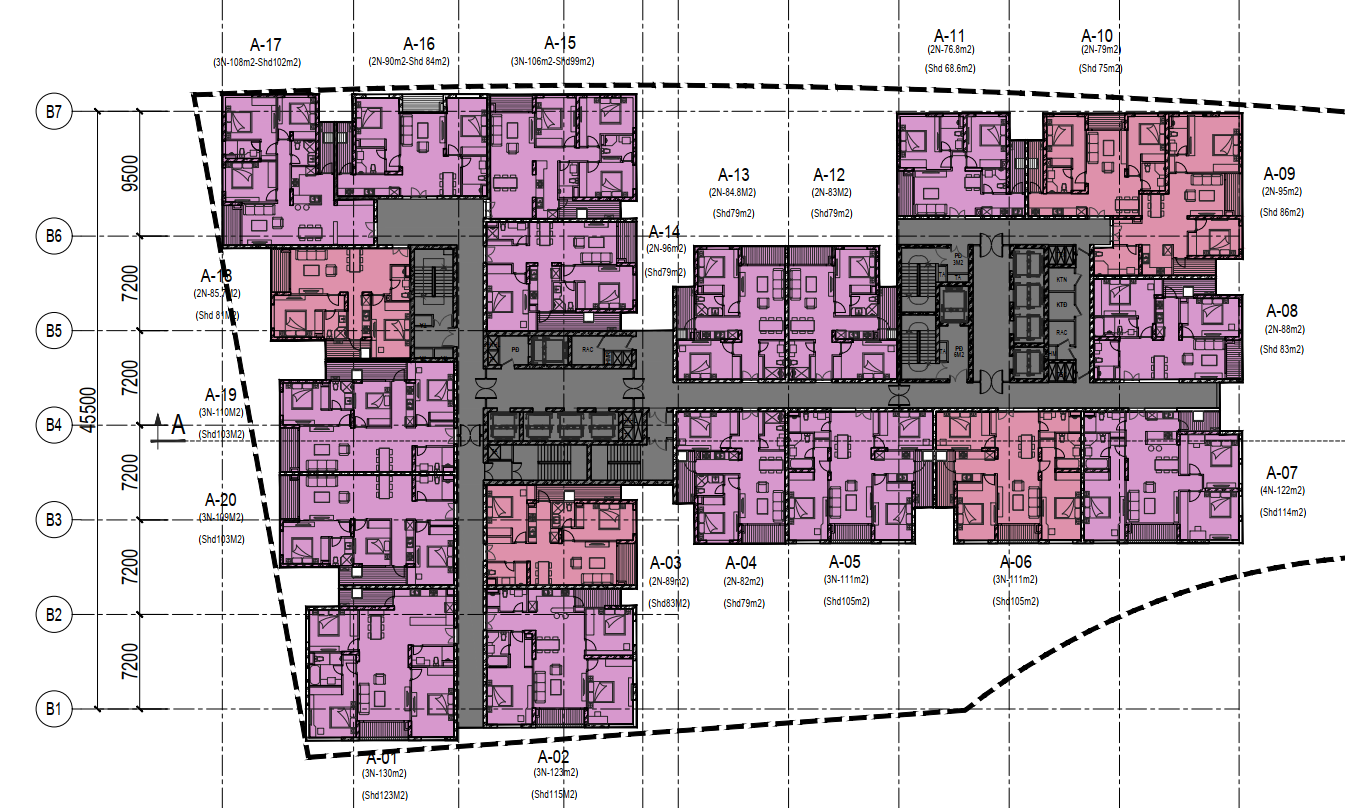 Mặt bằng tầng điển hình tòa A Monbay TV Hạ Long