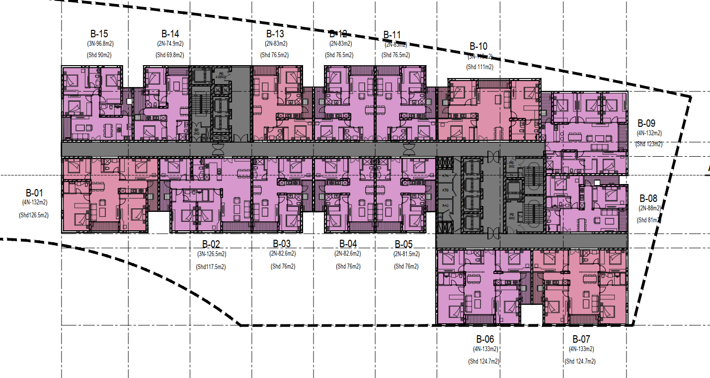 Mặt bằng tầng điển hình tòa B Monbay TV Hạ Long